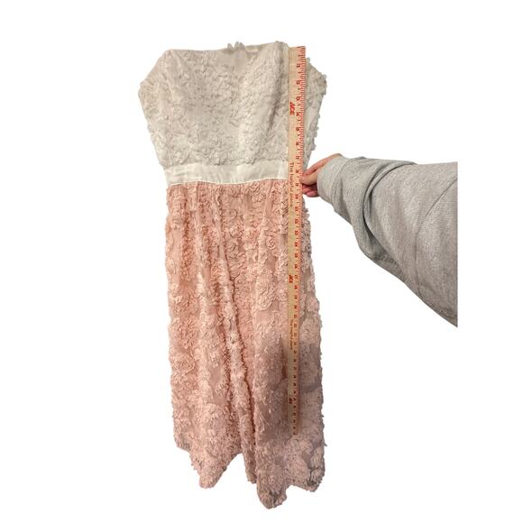 Adrianna Papell 6 Strapless Floral Applique Gown $489 Corset Dress Pink White - Picture 9 of 16